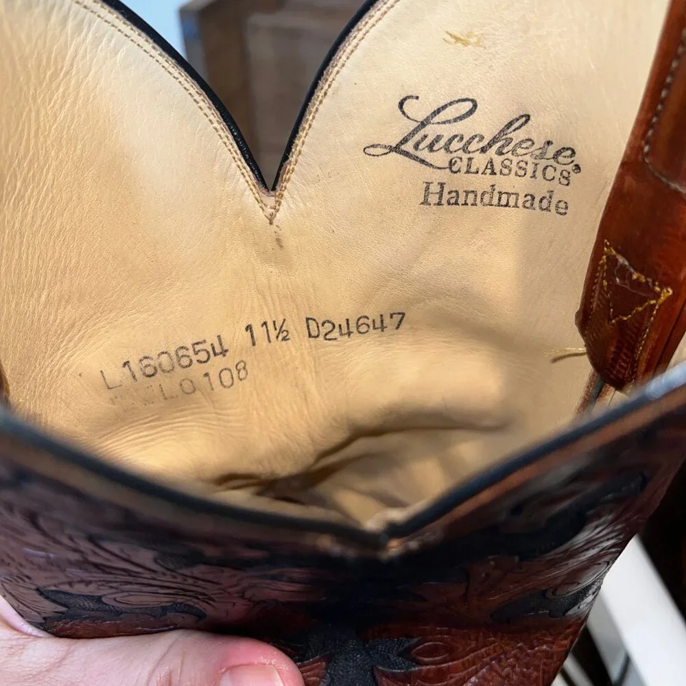 Lucchese Handmade Classic 'Kents' in Mahogany/Pecan Color and men's size 11.5D - Picture 8 of 8